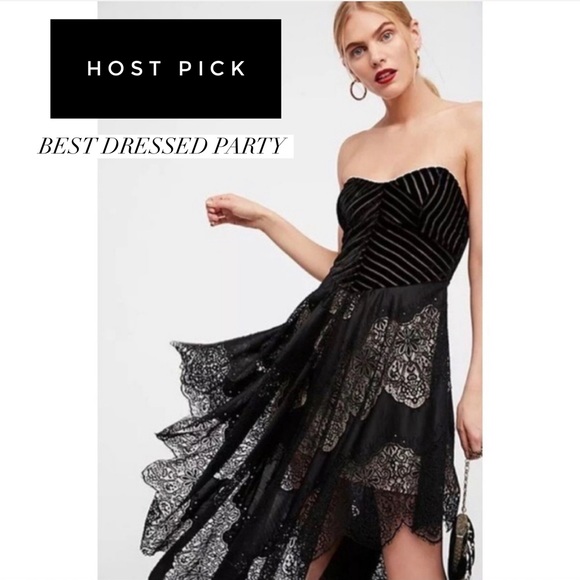 SOLD $168 FREE PEOPLE Dark Fairy Velvet Midi Dress - Picture 3 of 8